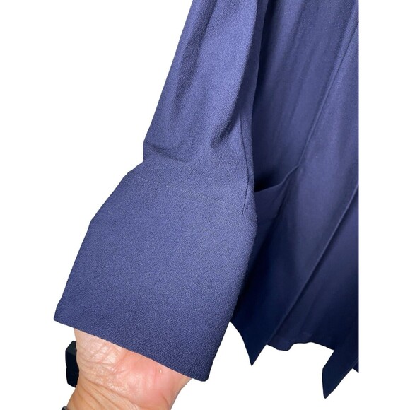 Eileen Fisher Navy‎ Blue Stretch Pockets Open  Front Long Blazer Cardigan Sz XS - Picture 4 of 11